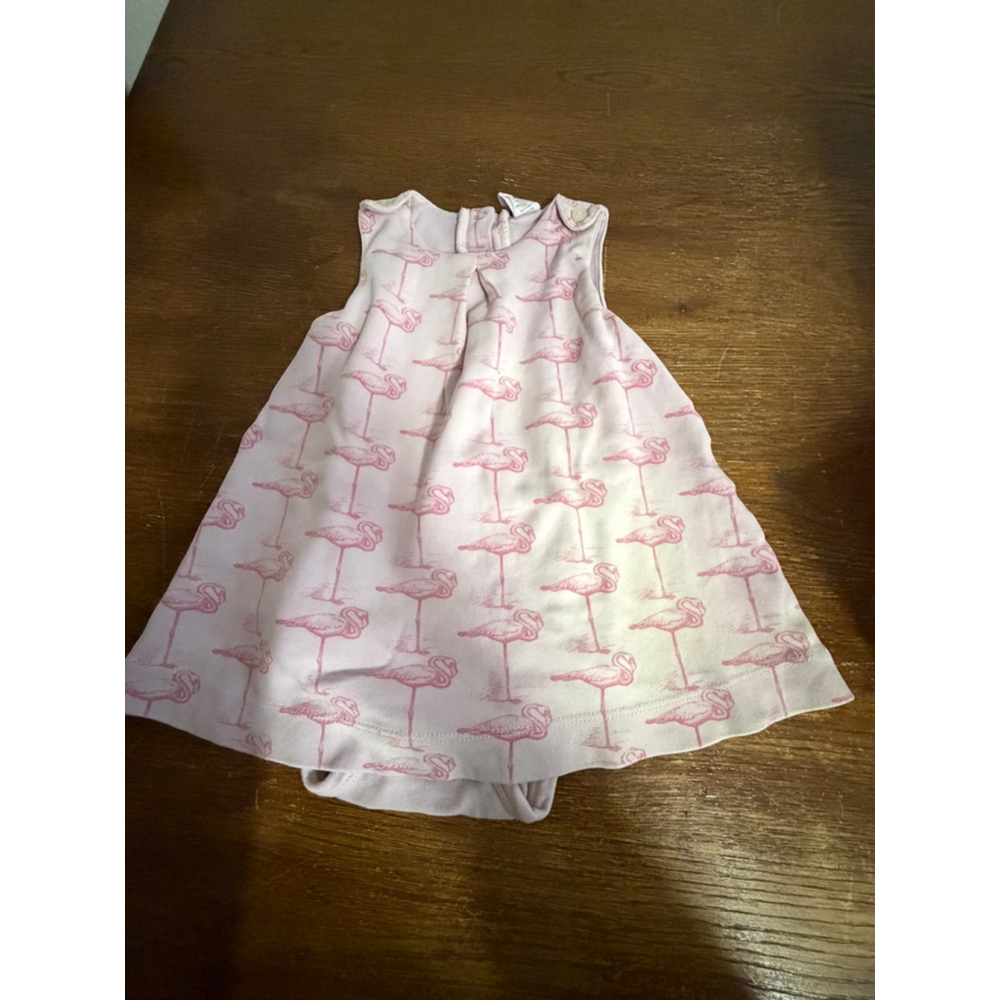 Kate Quinn Flamingo Dress Bodysuit 18-24M Pink Organic Cotton Snap Bottom